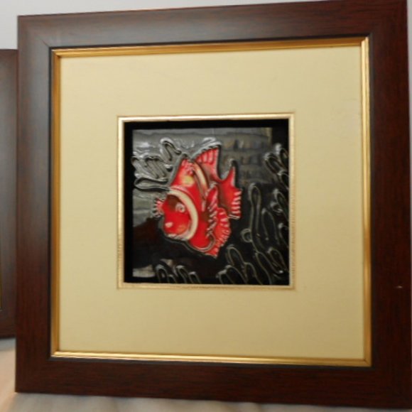 Decor Framed Wall Red Betta Fish Tiles - Picture 2 of 10